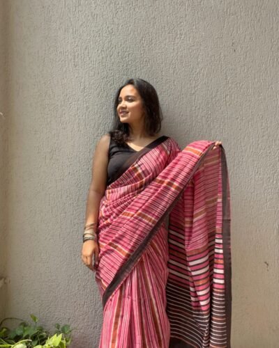 Handblock Printed Mul Cotton Saree