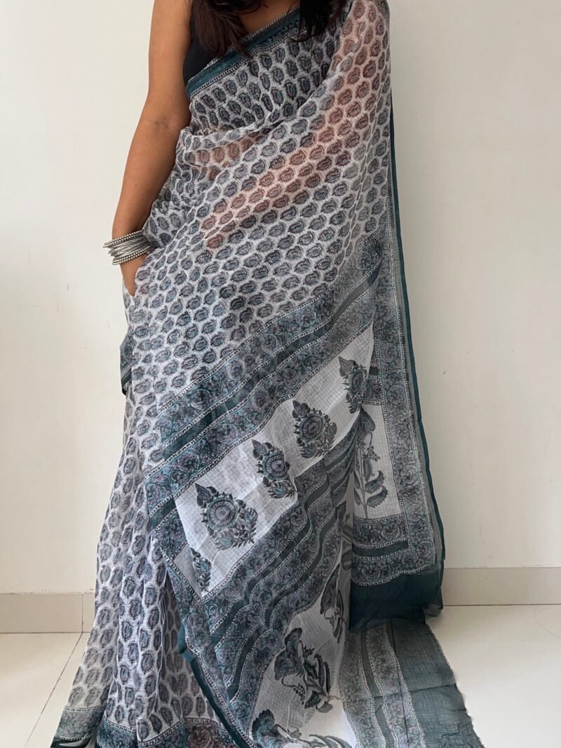 Sanganeri Handblock Printed Doria Saree - Image 6