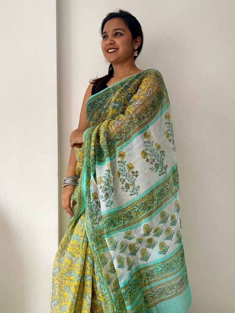 Sanganeri Handblock Printed Doria Saree - Image 7