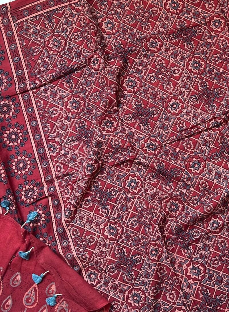 Ajrakh Handblock Printed Unstitched Suit - Image 3
