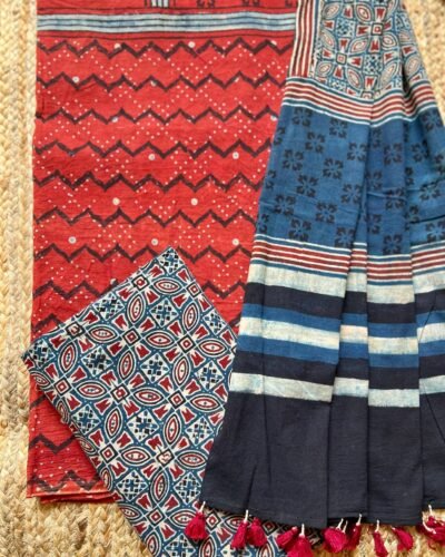 Ajrakh Handblock Printed Unstitched Suit