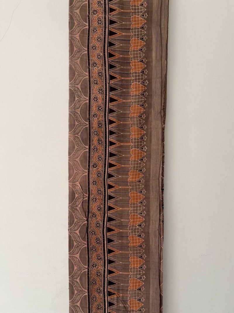Ajrakh Khadi Handblock Printed Saree - Image 3