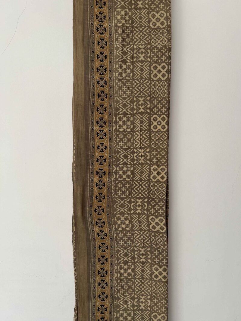 Ajrakh Khadi Handblock Printed Saree - Image 4