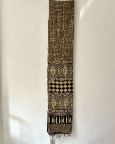 Ajrakh Khadi Handblock Printed Saree