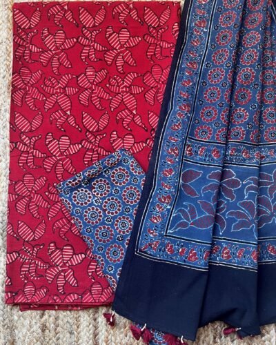 Ajrakh Handblock Printed Unstitched Suit