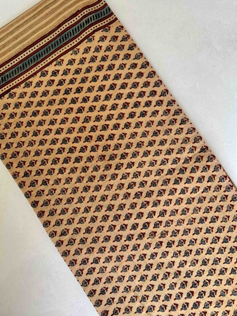Ajrakh Khadi Handblock Printed Saree - Image 5