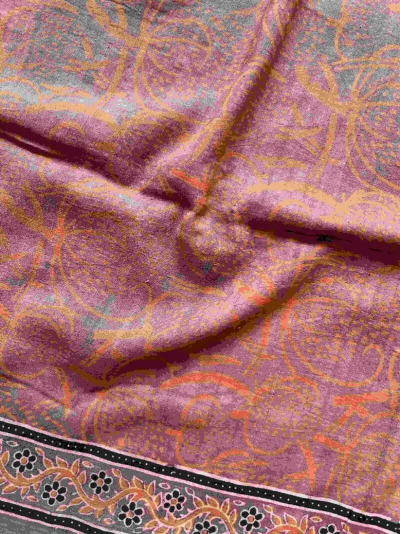 Ajrakh Khadi Handblock Printed Saree - Image 7