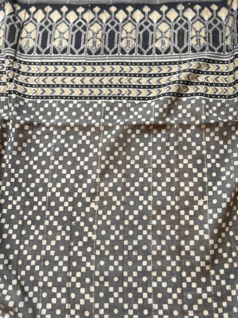 Ajrakh Khadi Handblock Printed Saree - Image 8