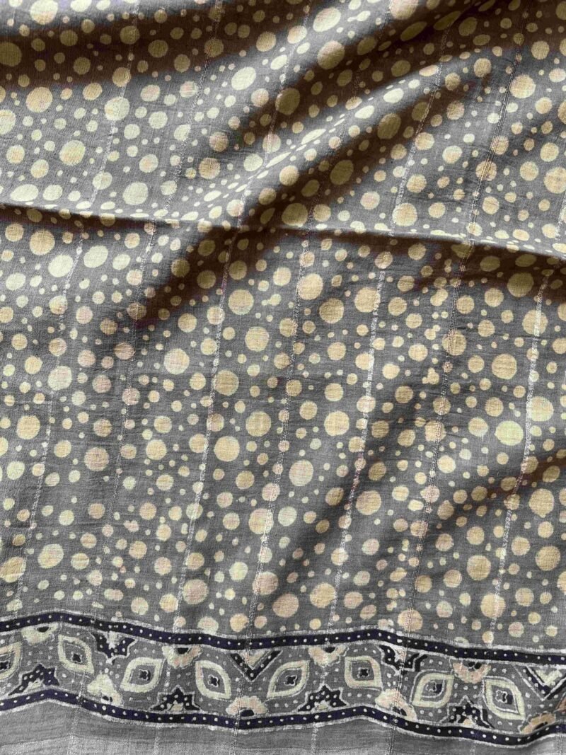 Ajrakh Khadi Handblock Printed Saree - Image 7