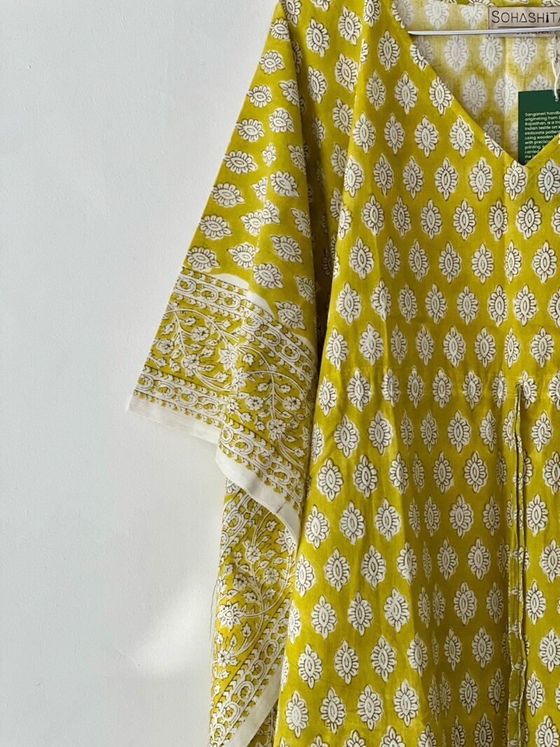 Sanganeri Handblock Printed Kaftan - Image 2