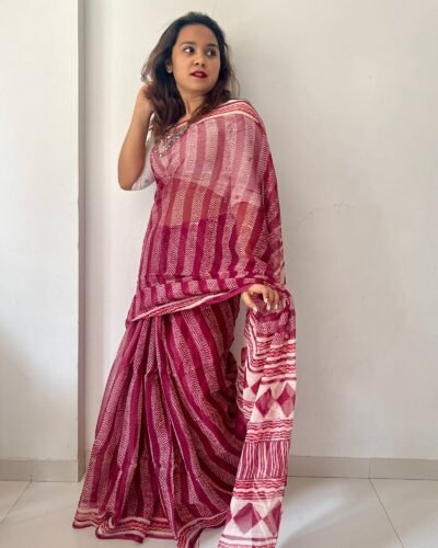 Dabu Handblock Printed Doria Saree