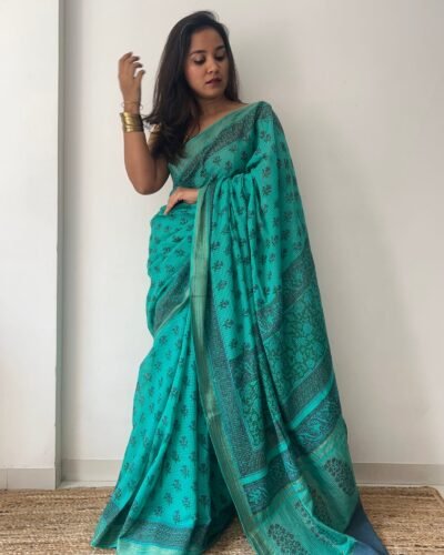 Bagru Handblock Printed Cotton Saree