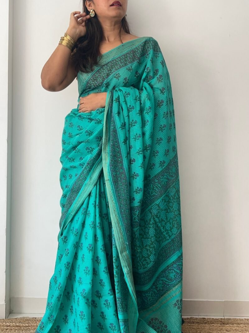 Bagru Handblock Printed Cotton Saree - Image 6