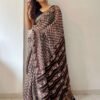 Bagru Handblock Printed Linen Saree