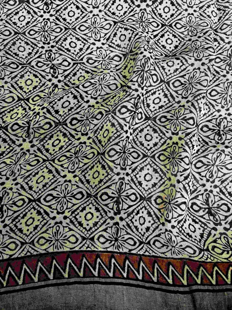 Bagru Handblock Printed Linen Saree - Image 10
