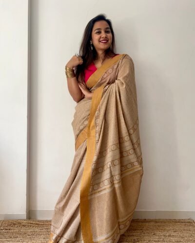 Bagru Handblock Printed Cotton Saree