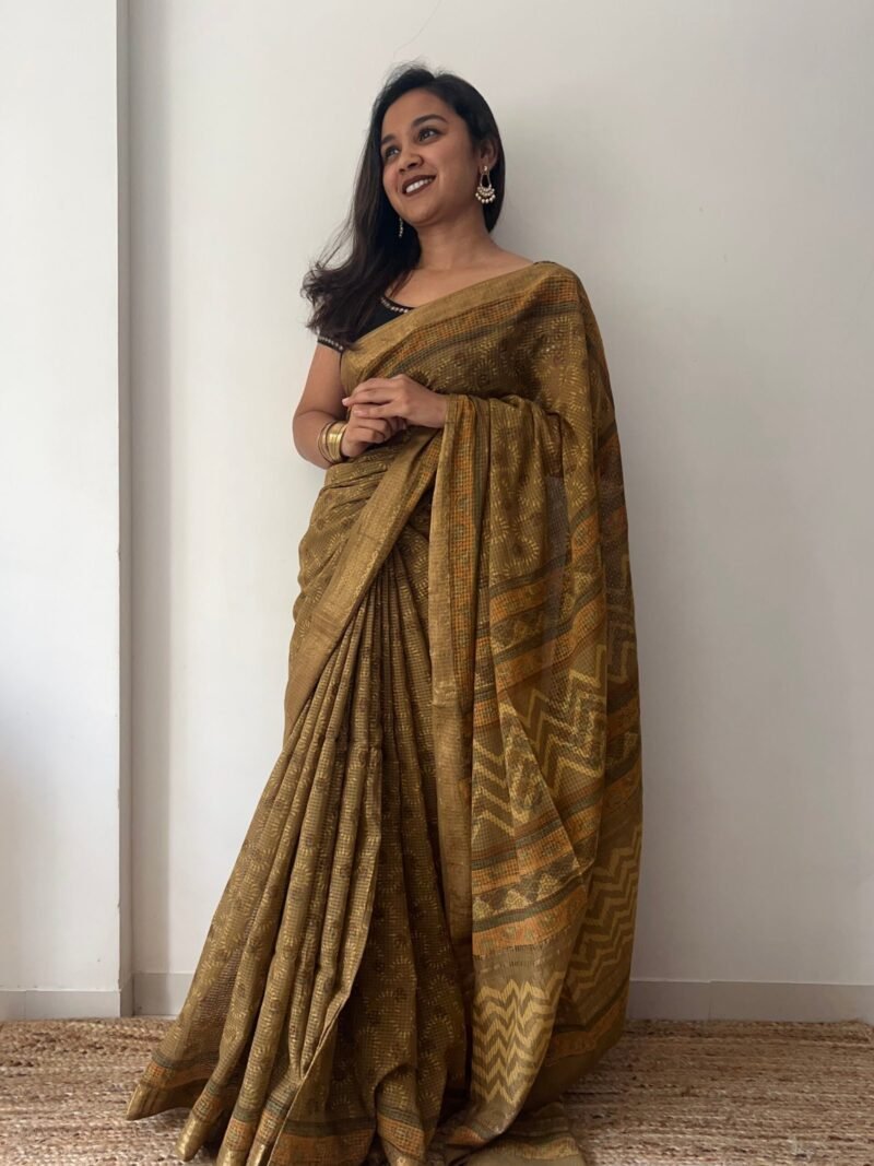 Bagru Handblock Printed Cotton Saree - Image 5