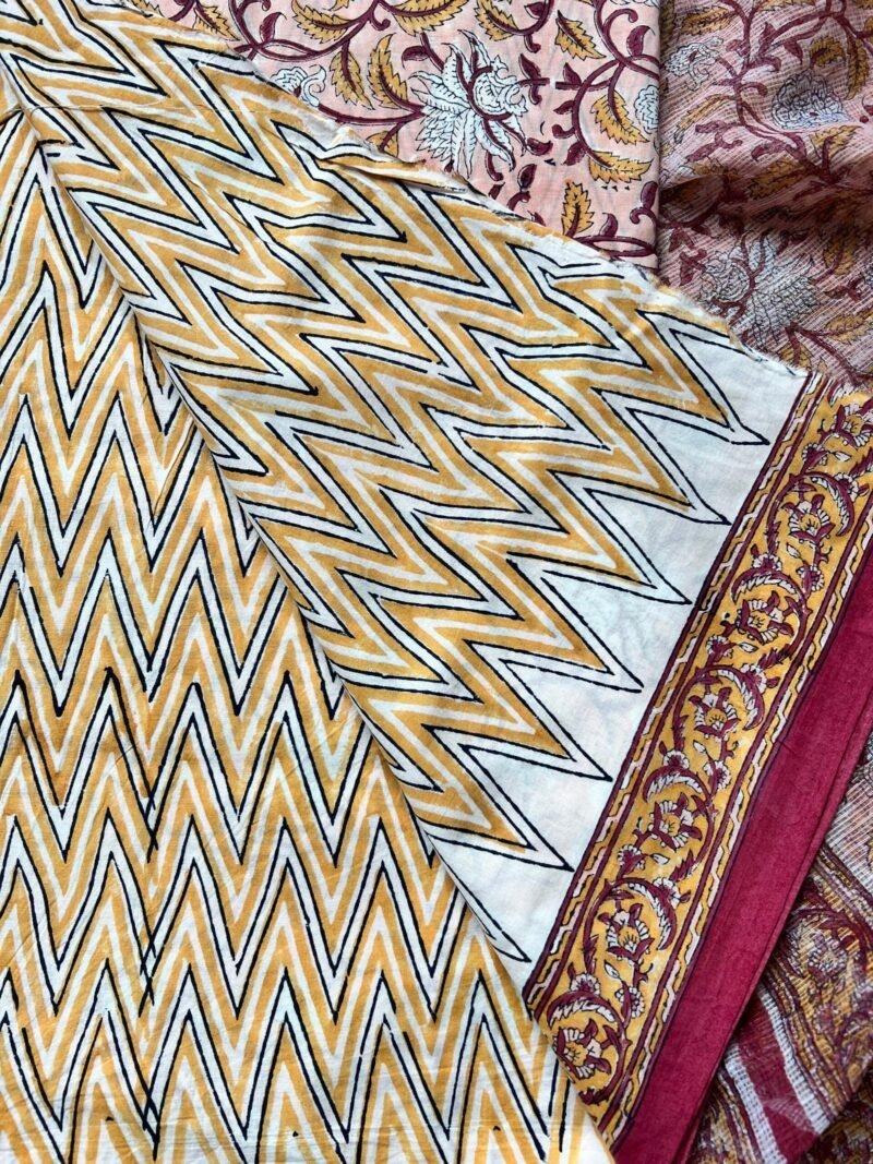 Sanganeri Handblock Printed Unstitched Suit - Image 3