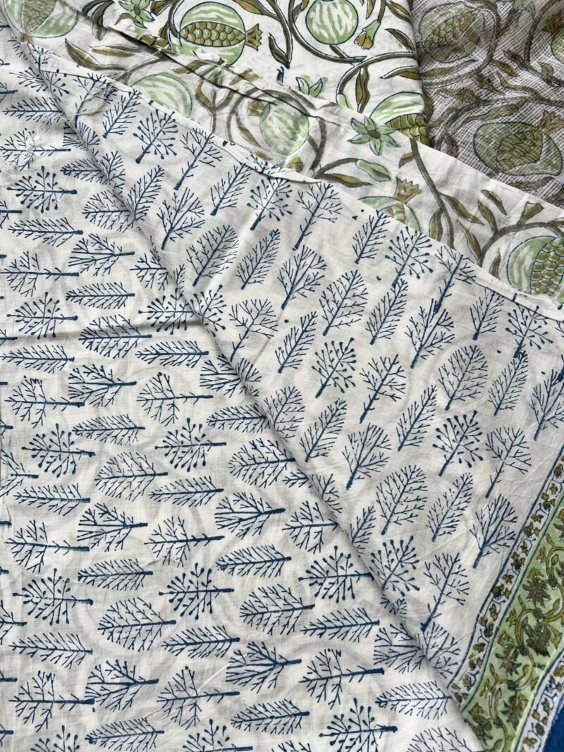 Sanganeri Handblock Printed Unstitched Suit - Image 3