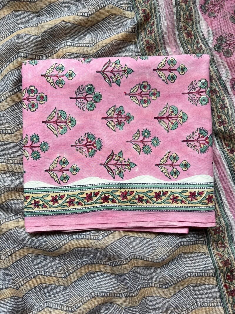 Sanganeri Handblock Printed Unstitched Suit - Image 4