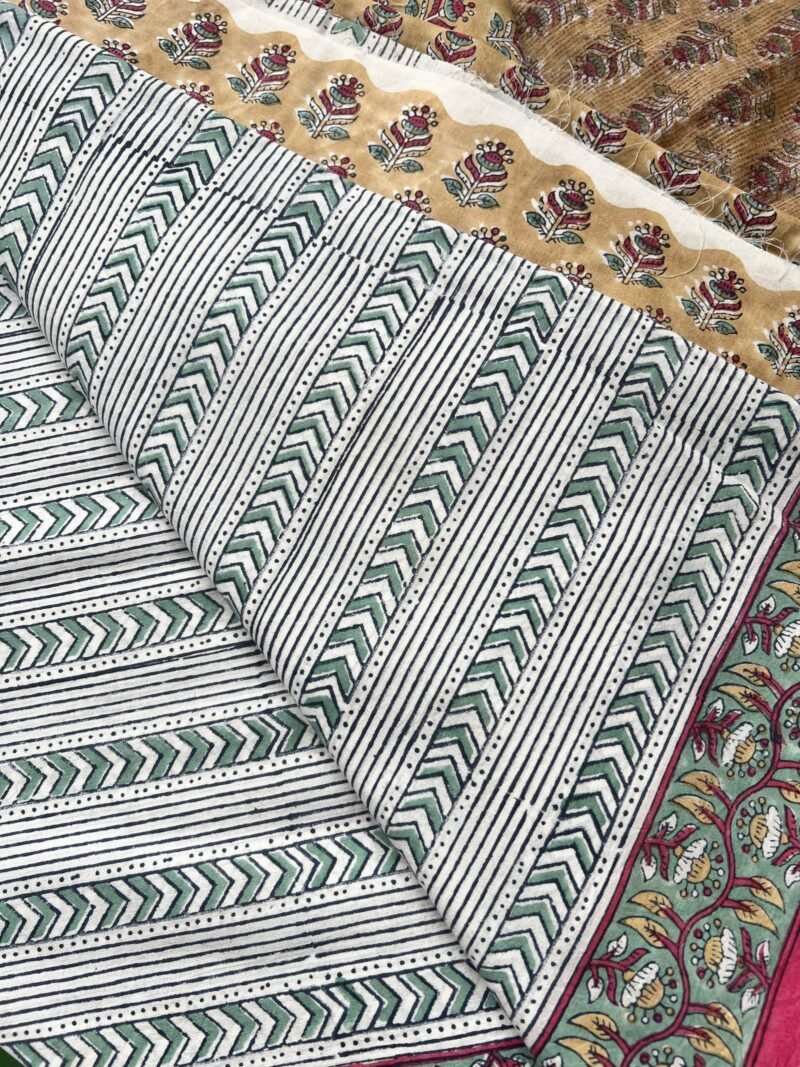 Sanganeri Handblock Printed Unstitched Suit - Image 3