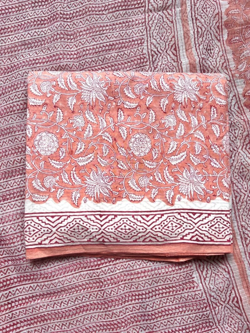 Sanganeri Handblock Printed Unstitched Suit - Image 2