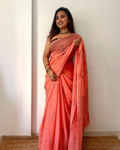 Bagru Handblock Printed Cotton Saree