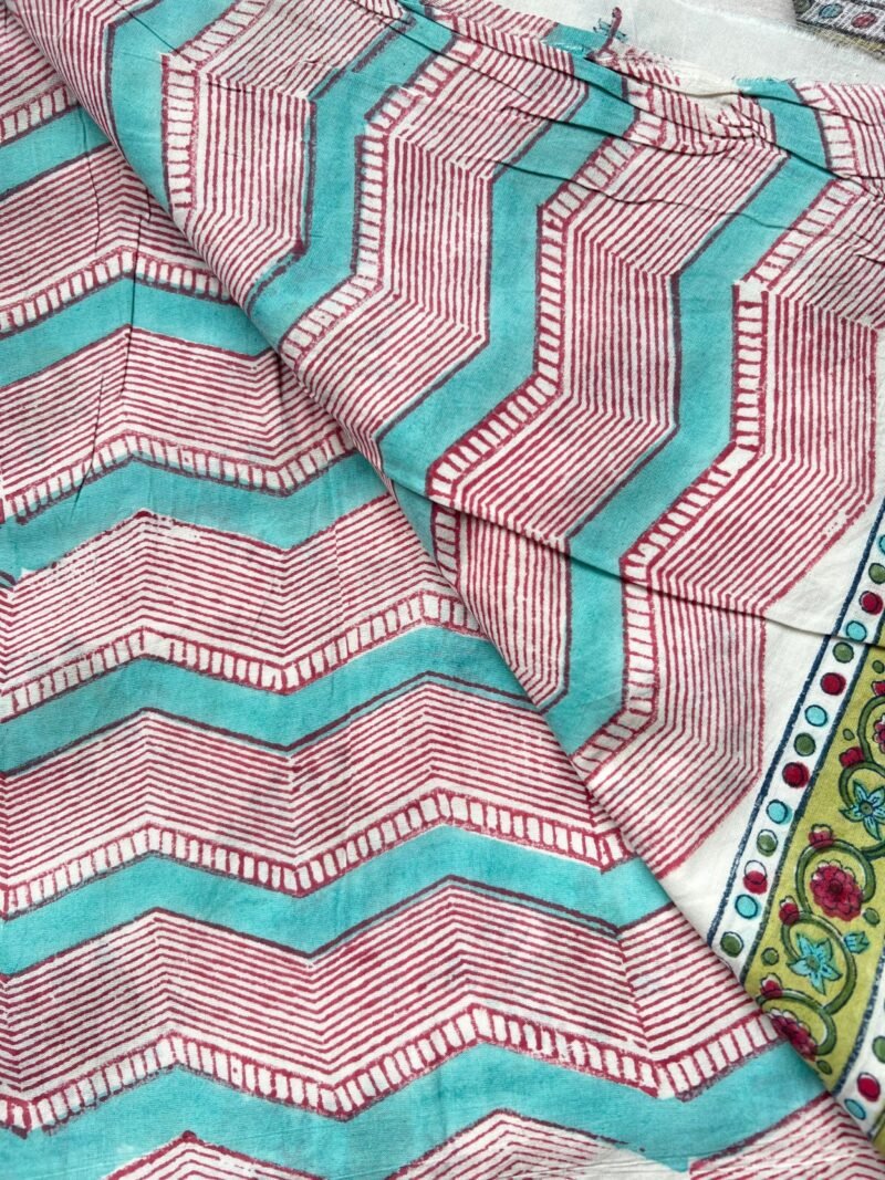 Sanganeri Handblock Printed Unstitched Suit - Image 4