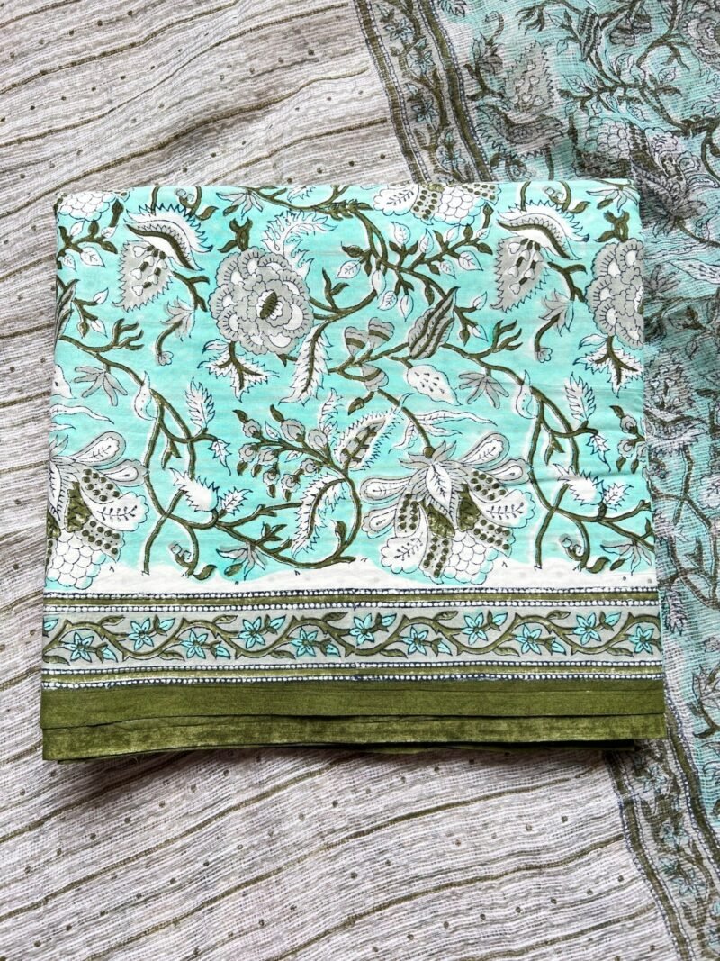 Sanganeri Handblock Printed Unstitched Suit - Image 4
