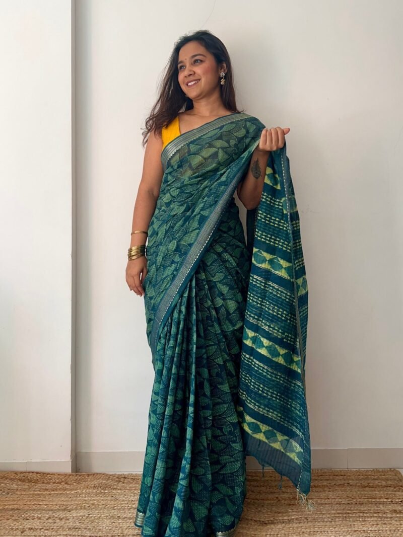 Bagru Handblock Printed Cotton Saree - Image 4