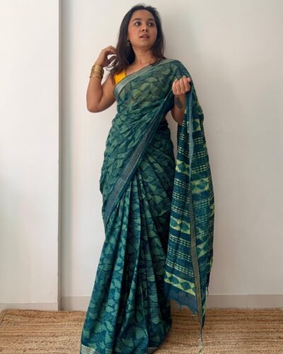 Bagru Handblock Printed Cotton Saree