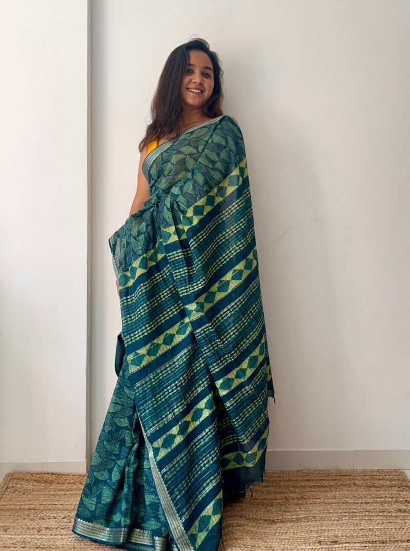 Bagru Handblock Printed Cotton Saree - Image 2