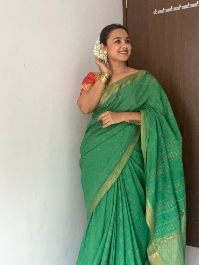 Bagru Handblock Printed Cotton Saree - Image 6