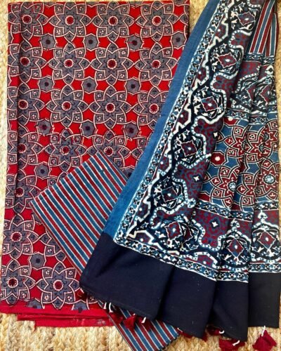 Ajrakh Handblock Printed Unstitched Suit