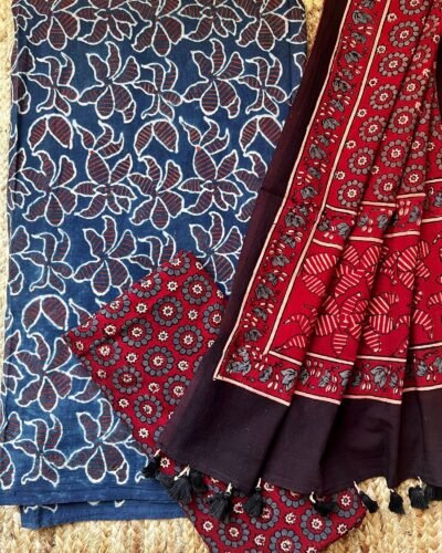 Ajrakh Handblock Printed Unstitched Suit