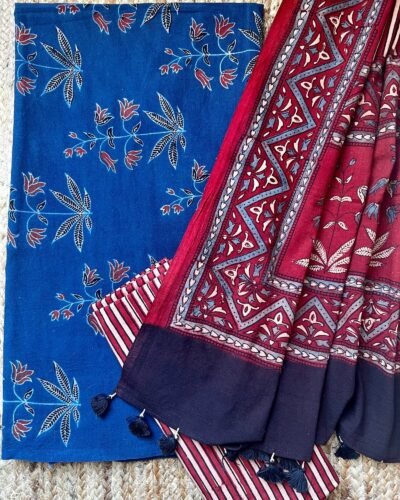 Ajrakh Handblock Printed Unstitched Suit