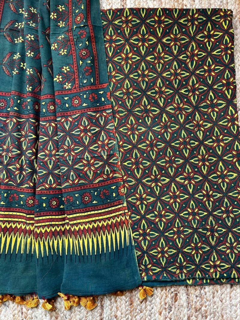 Ajrakh Handblock Printed Unstitched Suit - Image 3