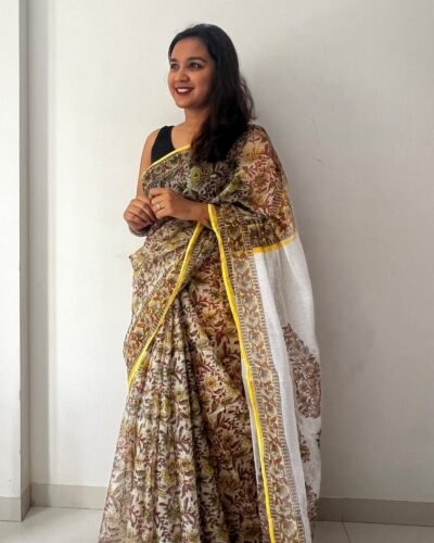 Sanganeri Handblock Printed Doria Saree