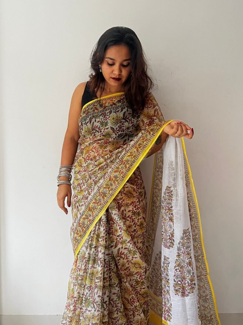 Sanganeri Handblock Printed Doria Saree - Image 5
