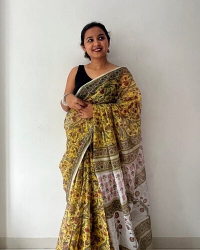 Sanganeri Handblock Printed Doria Saree