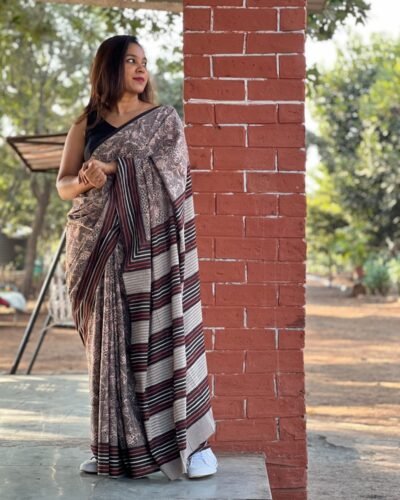Handblock Printed Mul Cotton Saree
