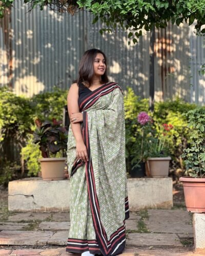 Handblock Printed Mul Cotton Saree