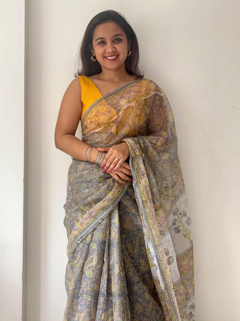 Sanganeri Handblock Printed Doria Saree - Image 6