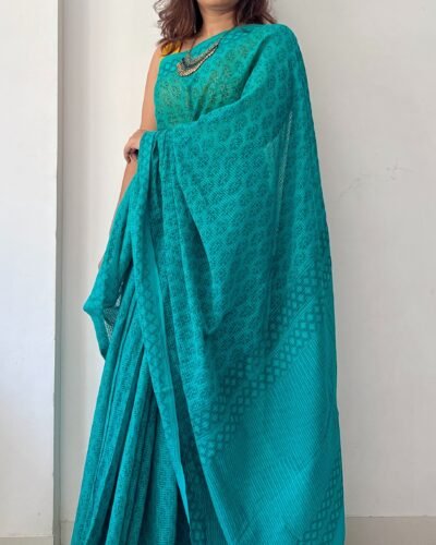 Bagru Handblock Printed Cotton Saree