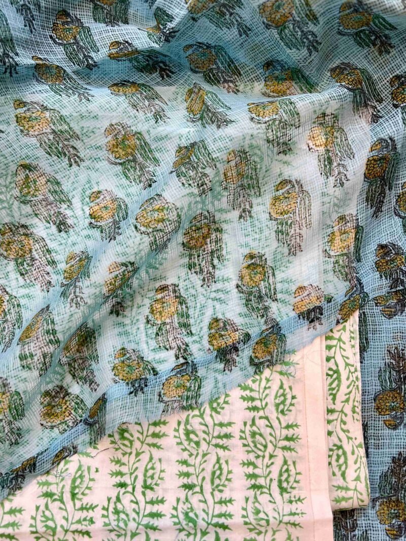 Sanganeri Handblock Printed Unstitched Suit 4 pc - Image 6