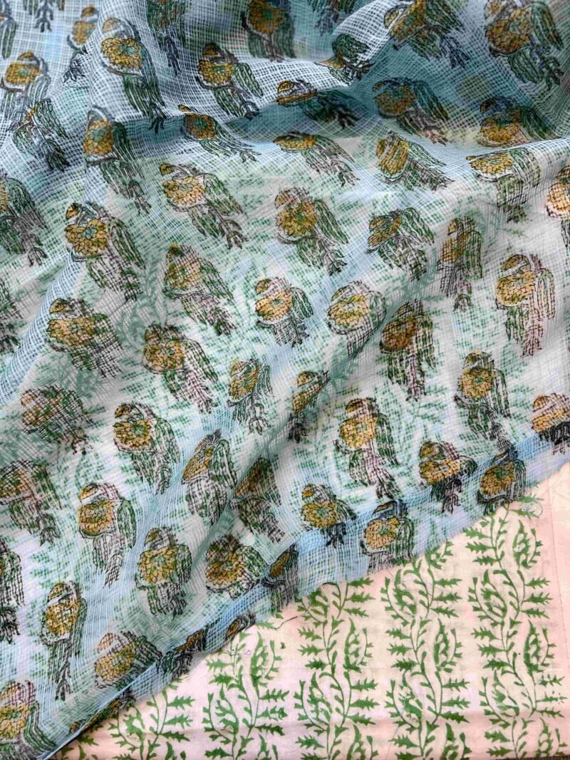 Sanganeri Handblock Printed Unstitched Suit 4 pc - Image 7