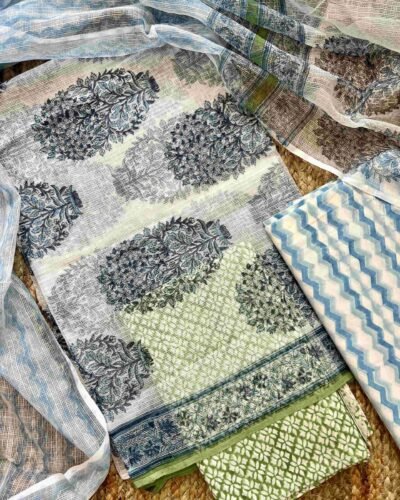 Sanganeri Handblock Printed Unstitched Suit 4 pc