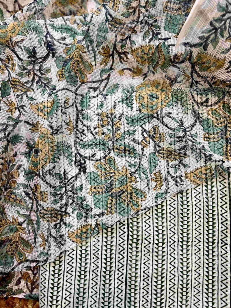 Sanganeri Handblock Printed Unstitched Suit 4 pc - Image 8