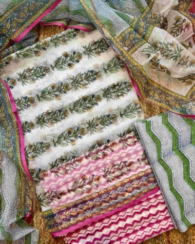 Sanganeri Handblock Printed Unstitched Suit 4 pc