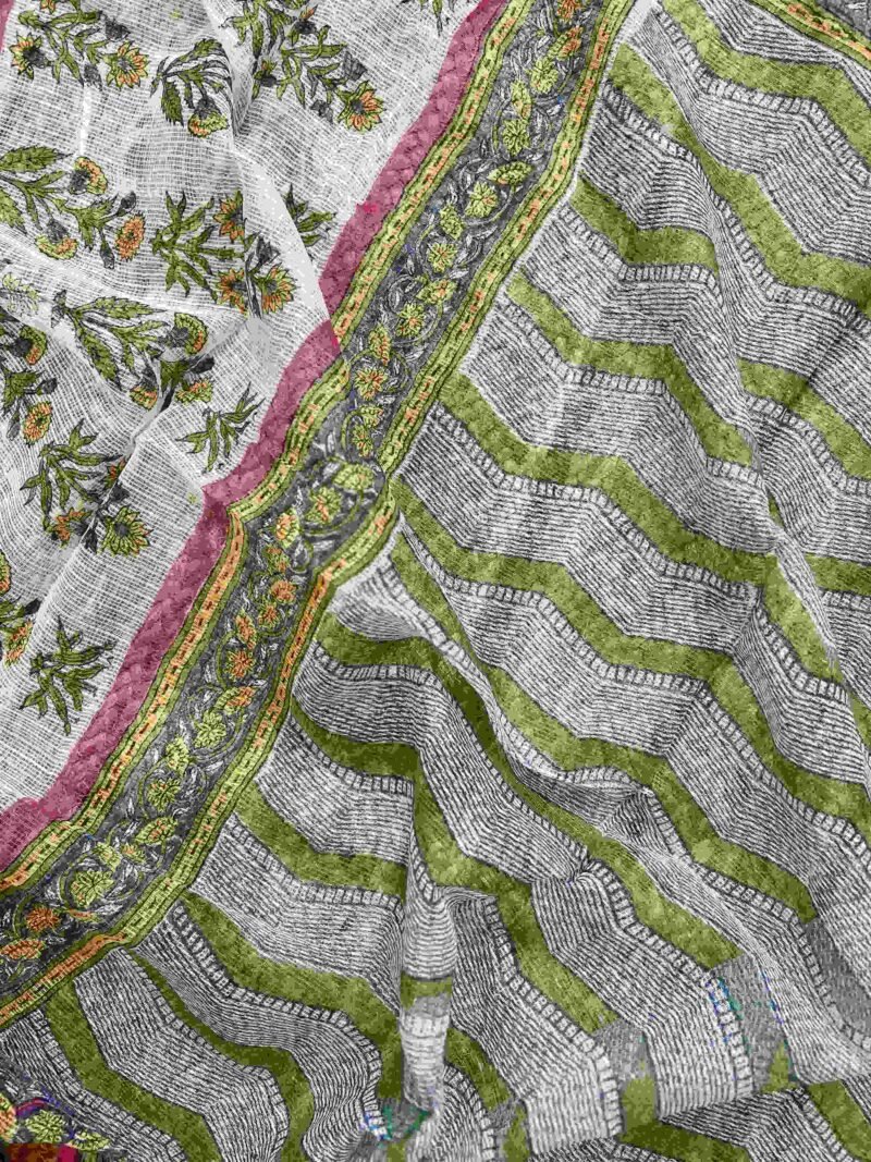 Sanganeri Handblock Printed Unstitched Suit 4 pc - Image 8